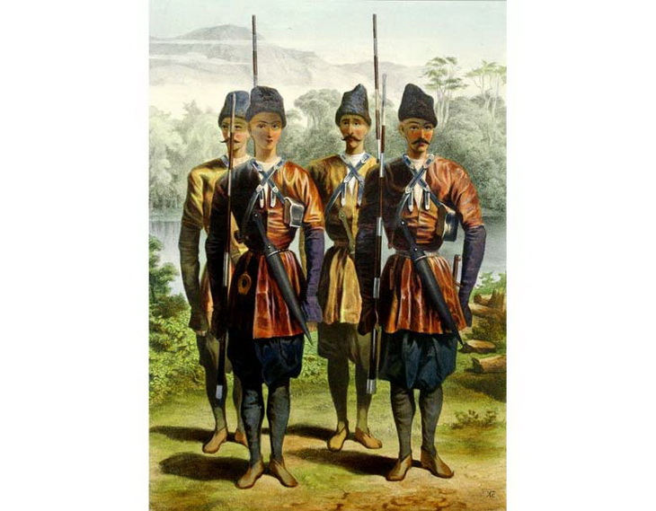 Грузинские ополченцы из города Закаталы (лезгинская ветвь)